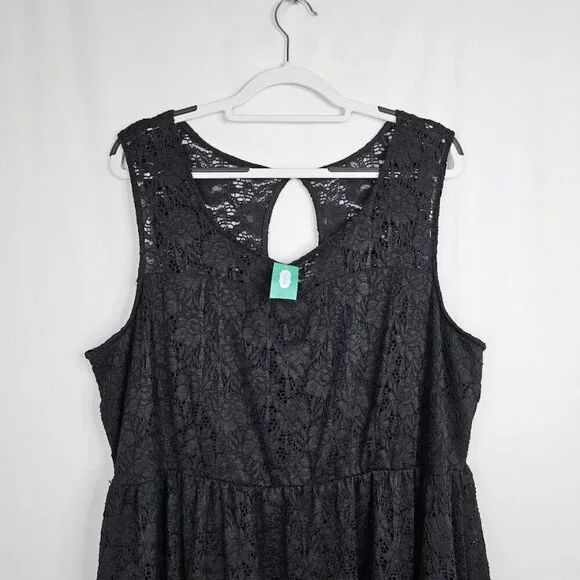 NWT MAURICES+ Lace Dress BLACK 3X Plus size Skater Whimsigoth Chic Lined Goth - Picture 3 of 9